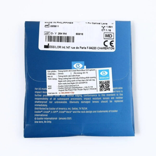 Essilor Crizal Rock Blue UV Capture