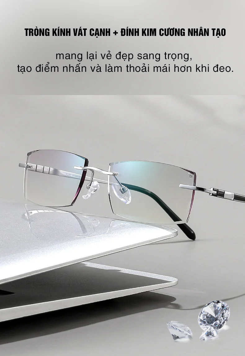 Kính Không Gọng Vát Cạnh