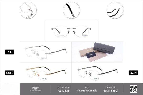 Kính Không Gọng Pure Titanium Cadillac C3124GS Chính Hãng - Ảnh 3