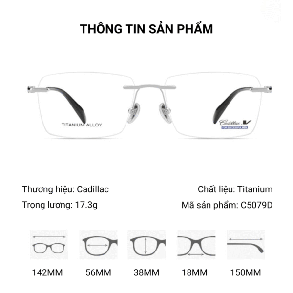 Kính Không Gọng Titanium Cadillac C5079D Chính Hãng - Ảnh 2