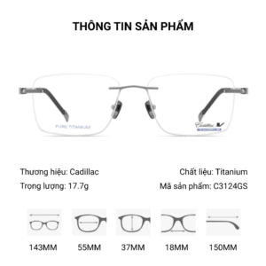 Kính Không Gọng Titanium Cadillac C5079D