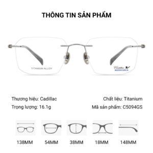 Kính Không Gọng Titanium Alloy Cadillac C5094GS