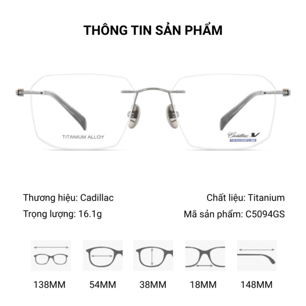 Kính Không Gọng Titanium Alloy Cadillac C5094GS