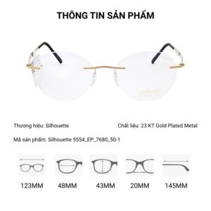 Silhouette Venture 5554 Mạ Vàng 23K Kính Không Gọng