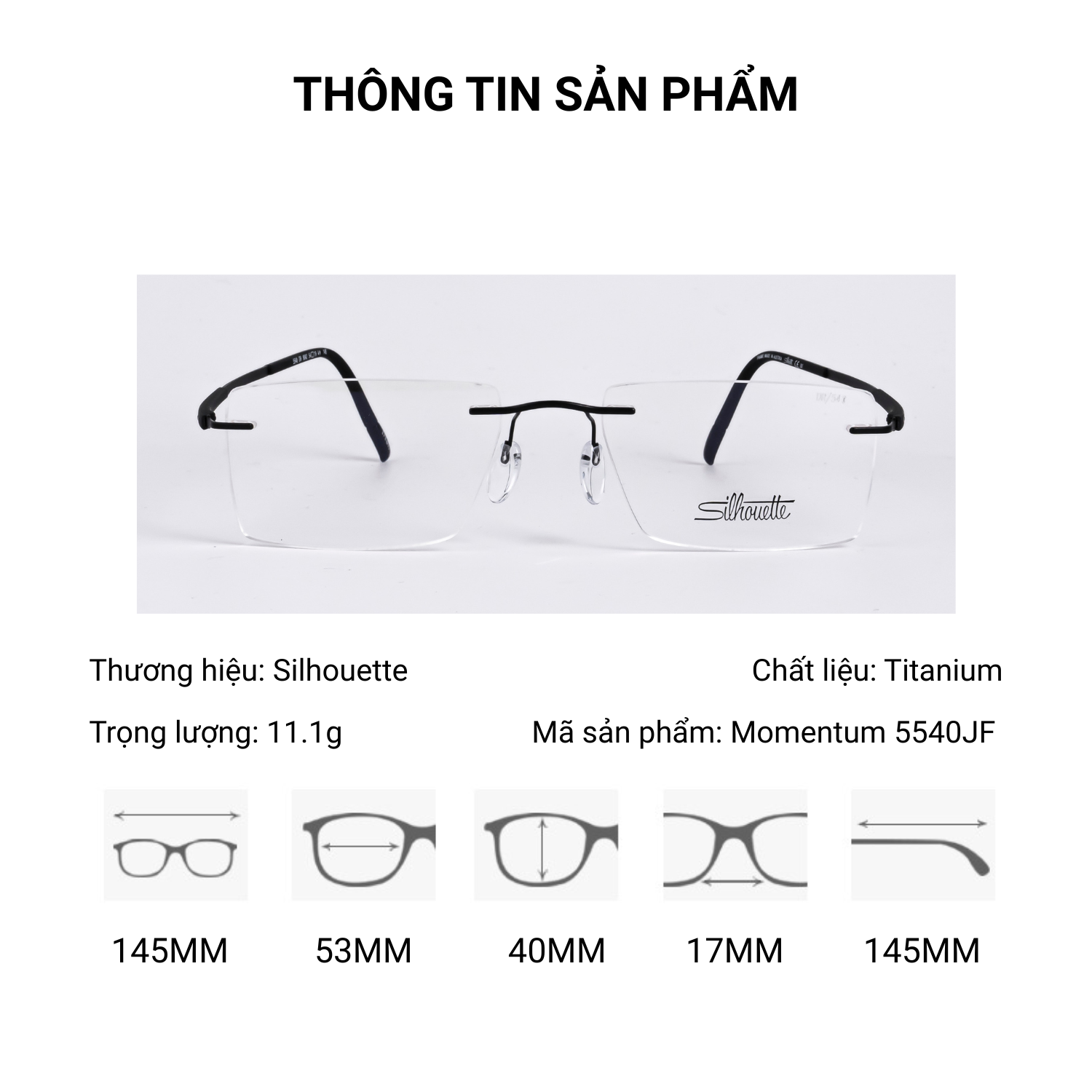 Silhouette Momentum 5540JF Kính Không Gọng Tem Chính Hãng 101
