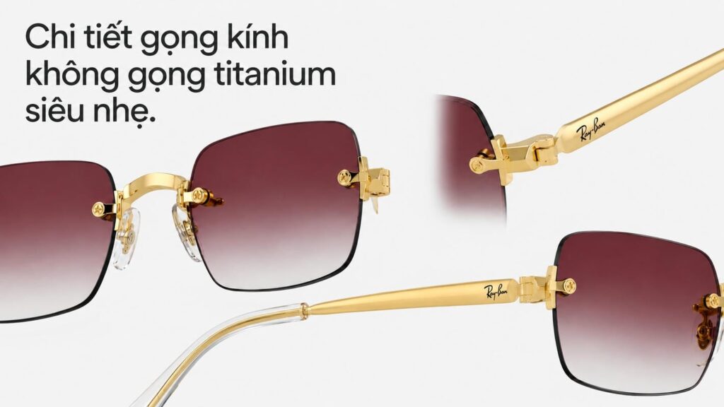 Kính không gọng quay trở lại - Chi tiết gọng kính không gọng titanium siêu nhẹ