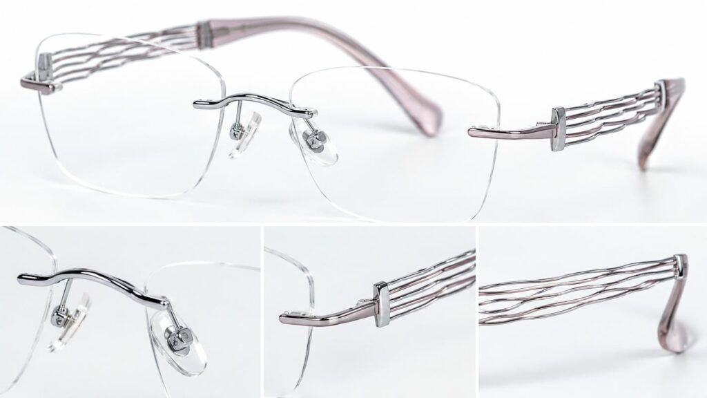 Gọng kính không viền titanium siêu nhẹ và hiện đại