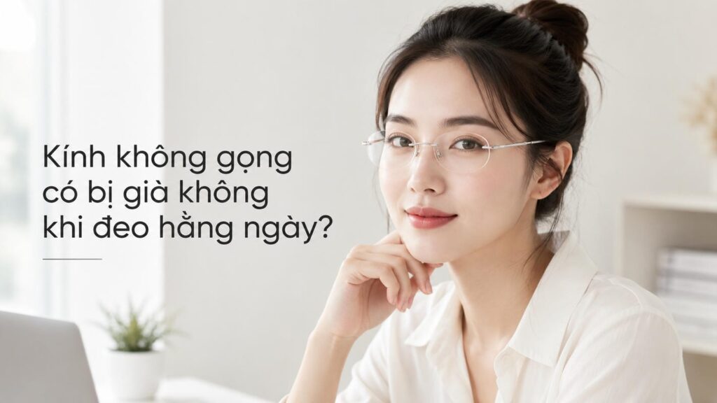 Kính không gọng có bị già không khi đeo hằng ngày